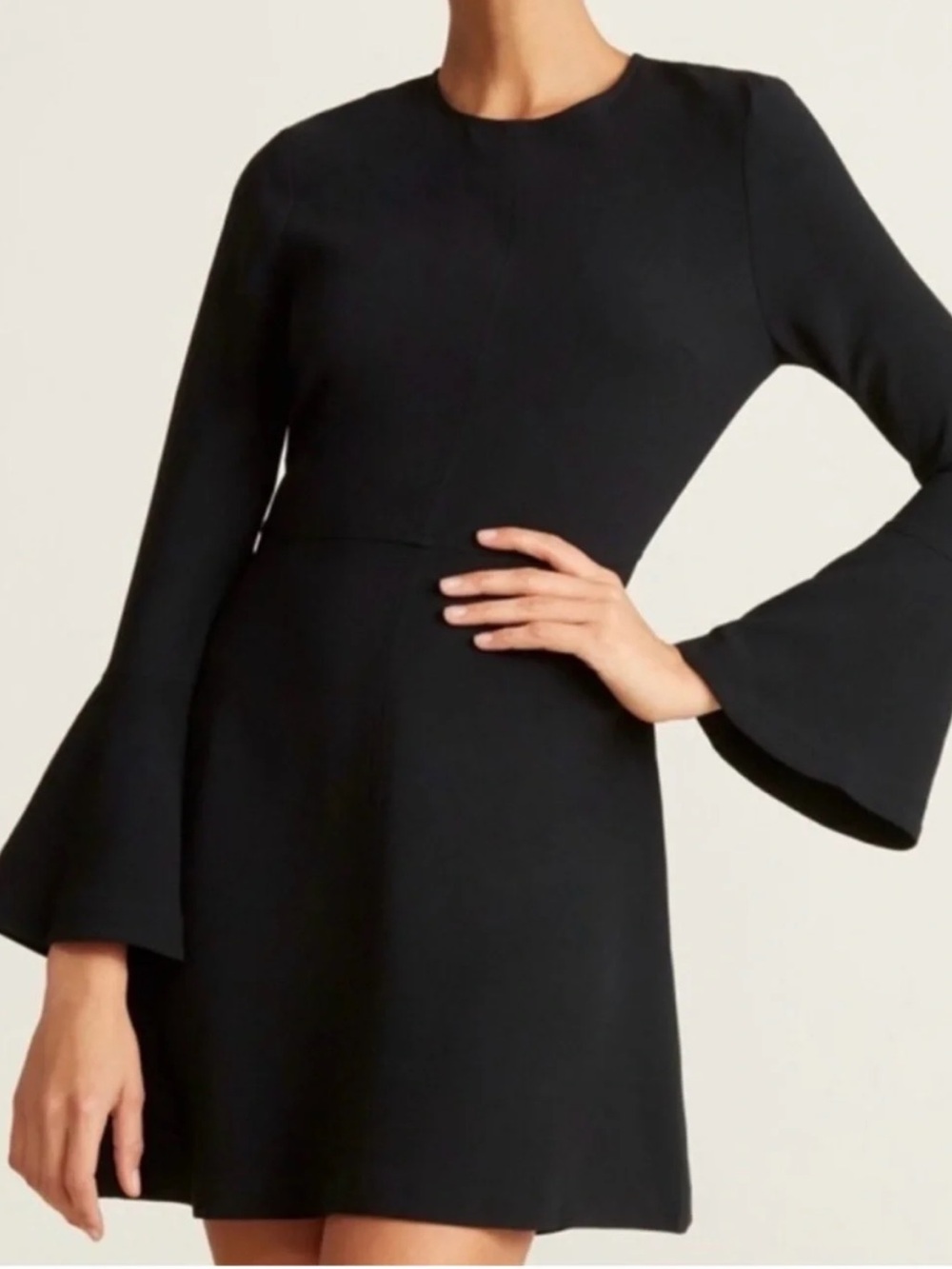 A.L.C. Trixie Black Crepe fit and flare Bell-Sleeve Mini Dress sz 12